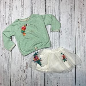 Zara Girls Embroidered  Sweatshirt and Skirt
